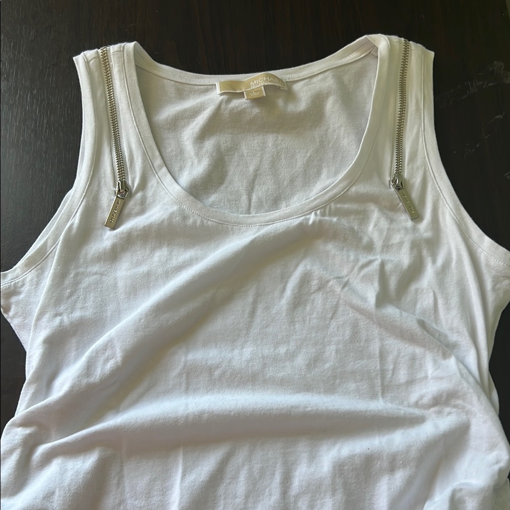 Michael Kors Large White Ruched Sleeveless Tank Top - Picture 3 of 6